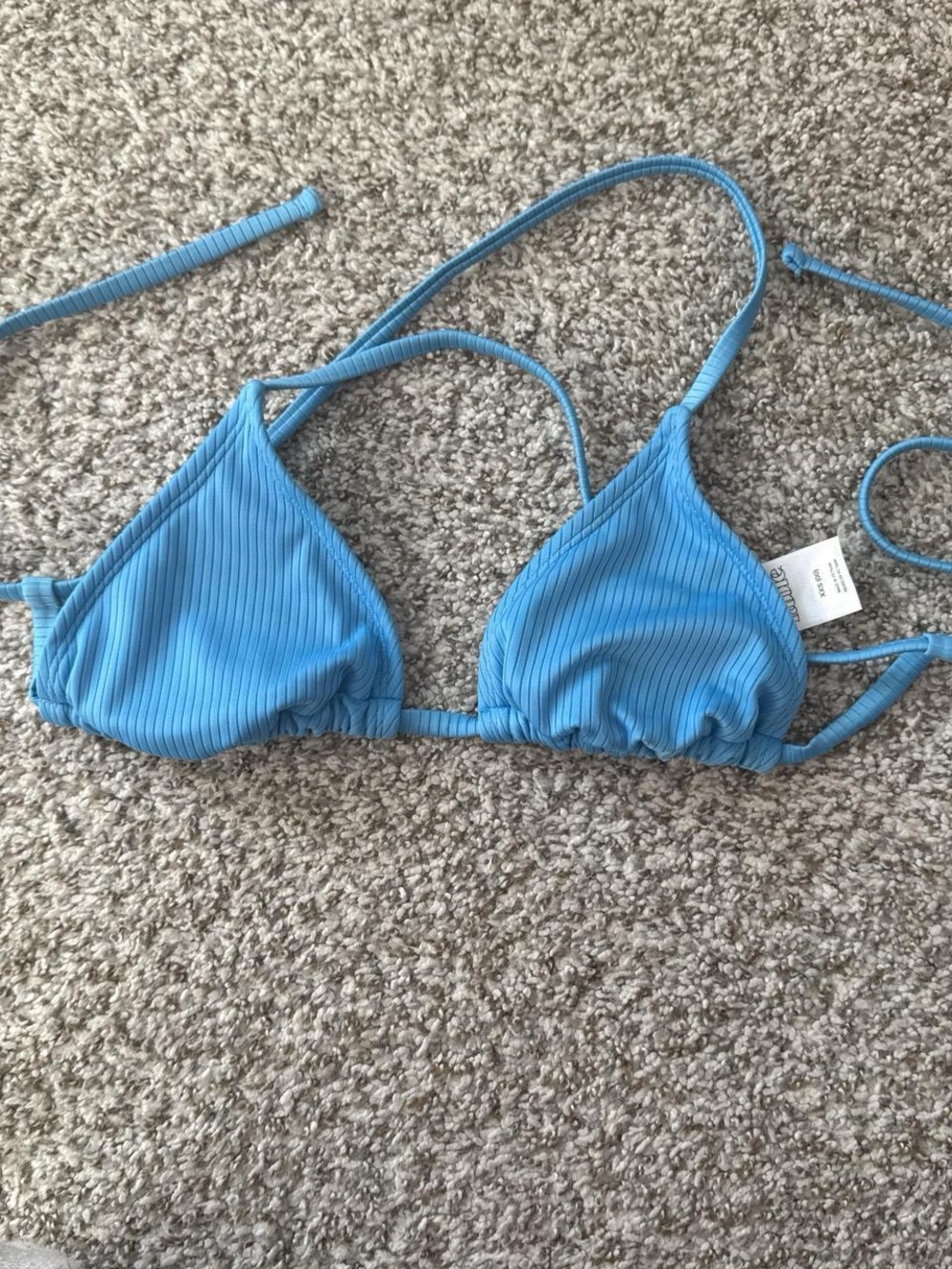 wild fable Light Blue Ribbed Triangle Bikini Top